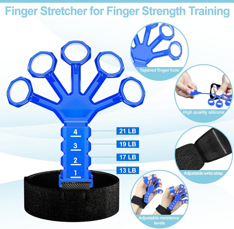 ACOTANT Grip Strength Trainer(5 Pack) with Finger Exerciser, Hand Grip Strengthener, Finger Stretcher,Grip Ring & Stress Relief Ball for Muscle Building and Injury Recover with Carry Bag - Image 3